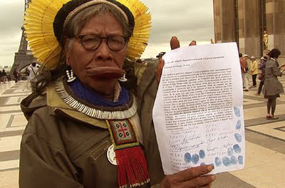 Member of Indigenous People Protests Against the Construction of the Belo Monte Dam