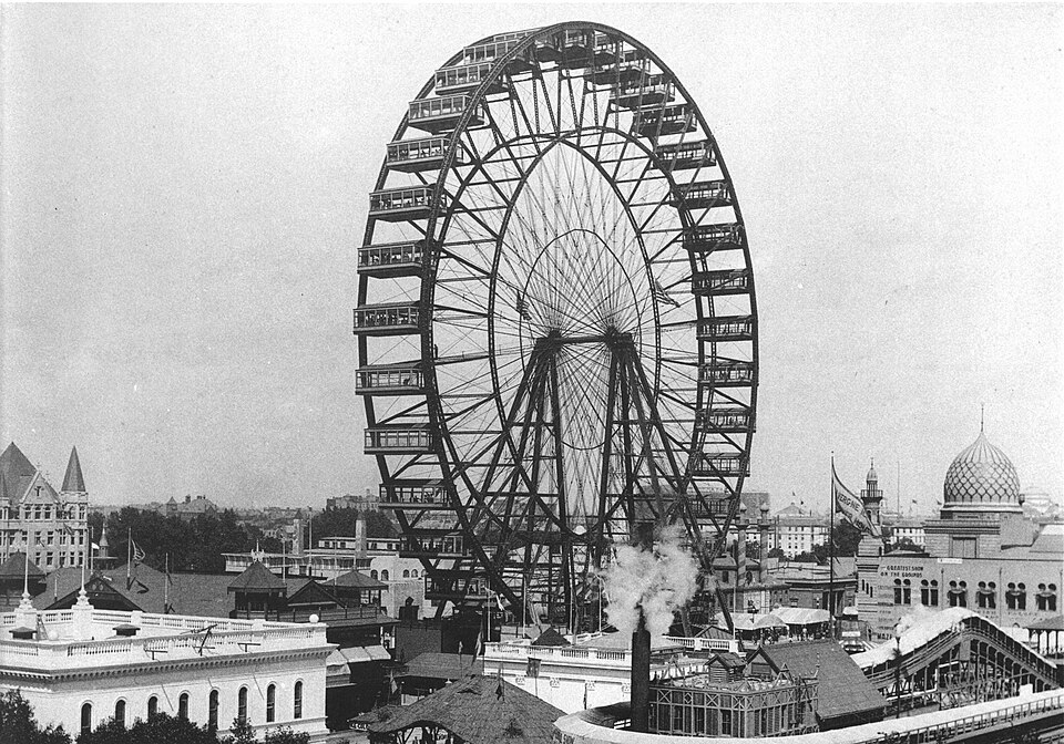The original Ferris wheel at the world exhibition in Chicago in 1893