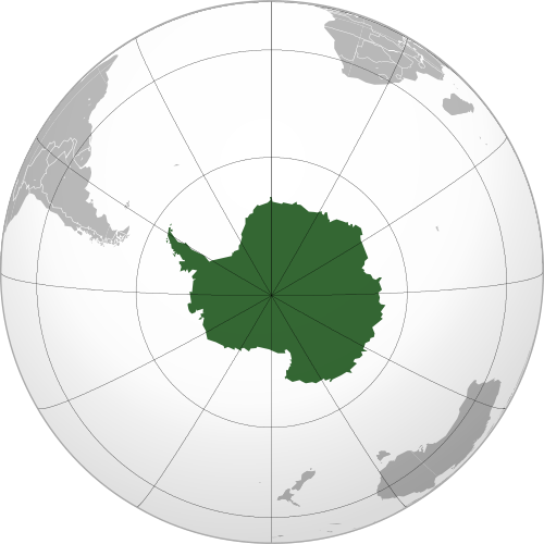 The Antarctic region on the globe